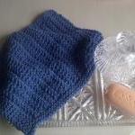 Blue Cotton Wash Or Dish Cloth - Hand Knitted In..