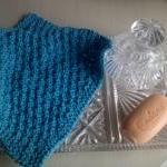 Turquoise Cotton Wash/dish Cloth - Hand Knitted In..