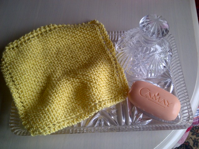 Lemon Wash Or Dish Cloth - 100% Cotton - Hand - Knitted In Scotland