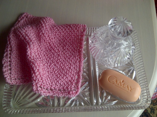 Pink Cotton Wash/dish Cloth - Exfoliating Cloth - Hand Knitted In Scotland